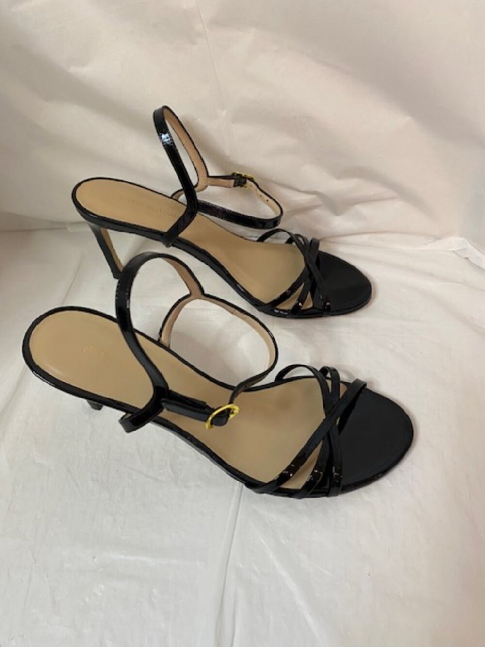 Stuart Weitzman Black Patent Leather Strappy Slingback Heels – Size 7.5B - Picture 8 of 11